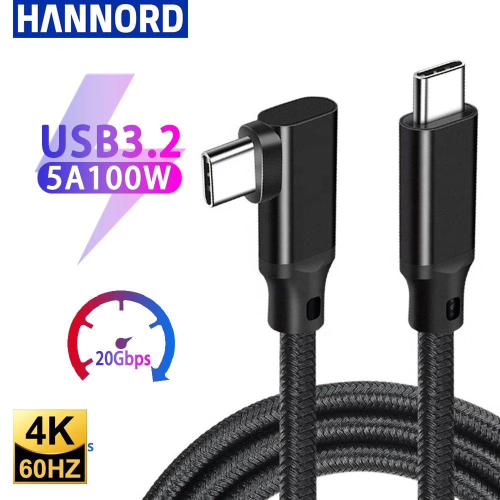 USB C 3.2 Gen 2 Type C to USB C Cable 20Gbps 4K@60HZ Video VR Data Cable 5A 100W PD Fast Charging For Laptop Macbook Pro iPad
