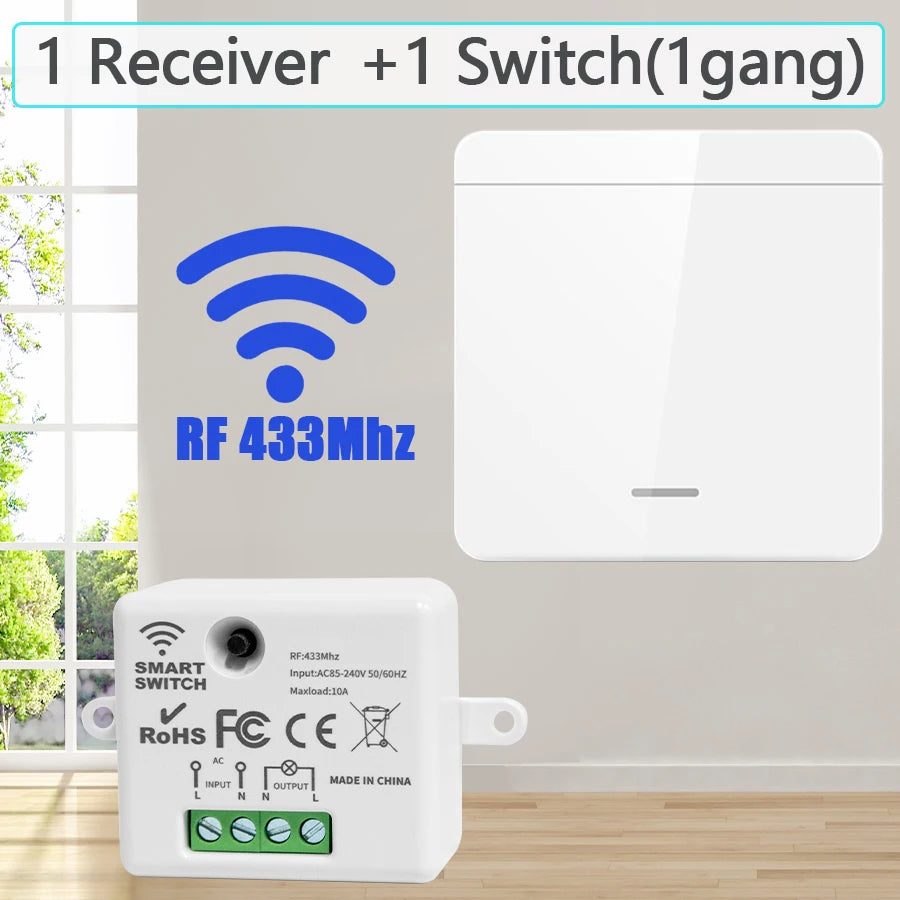 Wireless Smart Wall Switch RF 433Mhz Interruptor Light Switch Remote Control 1/2/3Gang Panel Receiver For Lamp Home Decoration