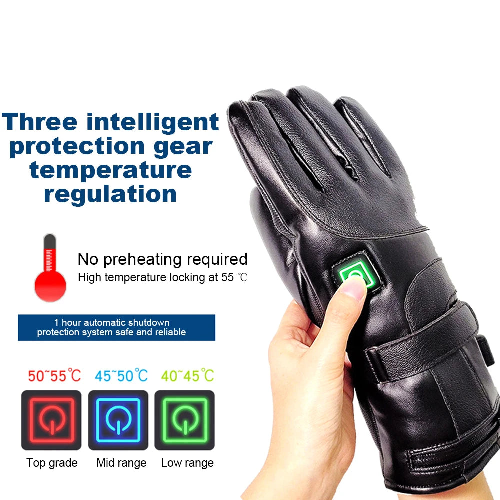 Rechargeable Heated Gloves 3 Temperature Levels Heating Gloves Battery Powered Heating Gloves for Outdoor Cycling Skiing Hiking