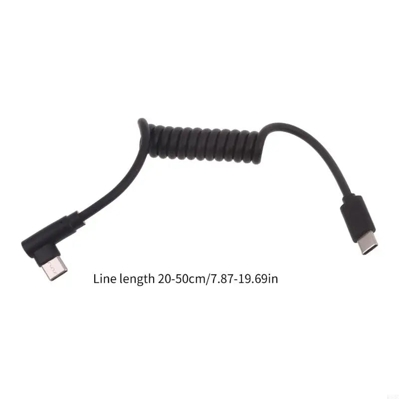 Fast Charging Type C to Type C Coiled Cable 90 Degree Right Angle Designs Cable 20-50cm Durable for Smartphones & More