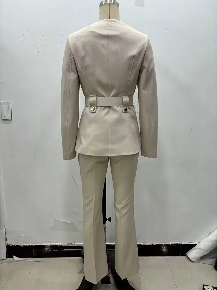 2025 Women Autumn Pant Suits 2-Pieces Sets Casual Solid Blazers Coats and Trousers Female Elegant Street Two Suit Clothing