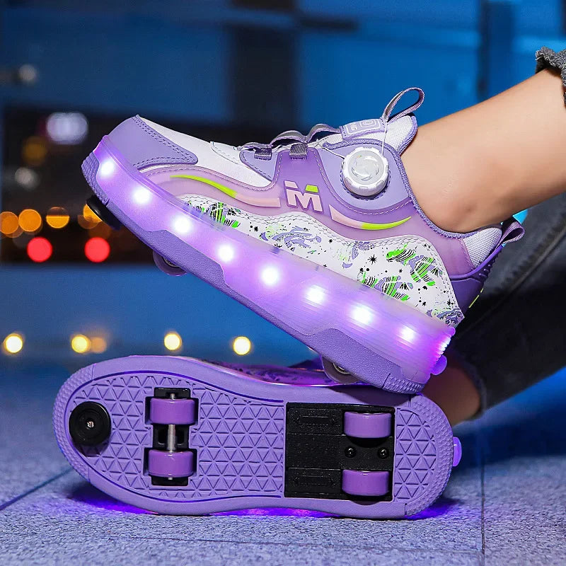 USB Charging LED Luminous Roller Shoes Night Smooth Outdoor Parkour Skates Sports Gift for Christmas