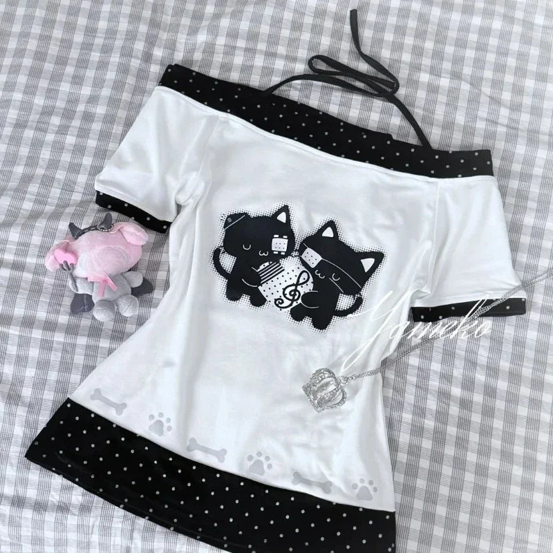 2025 Ropa Mujer Summer Tshirts for Women V-neck Short Sleeve Tunic Camisetas Pink Print Tees Crop Tops Casual Chic Y2k T-shirt