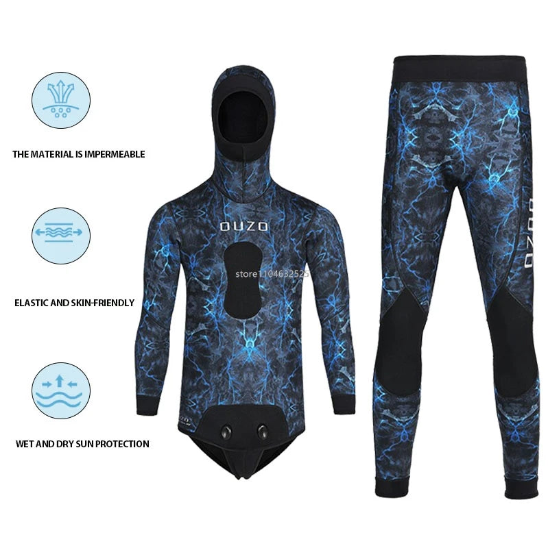 5mm Neoprene Wetsuits Suits Split Camo Spearfishing Diving Suit Fishing Surfing Snorkeling Kayaking Adult Full Body Thermal