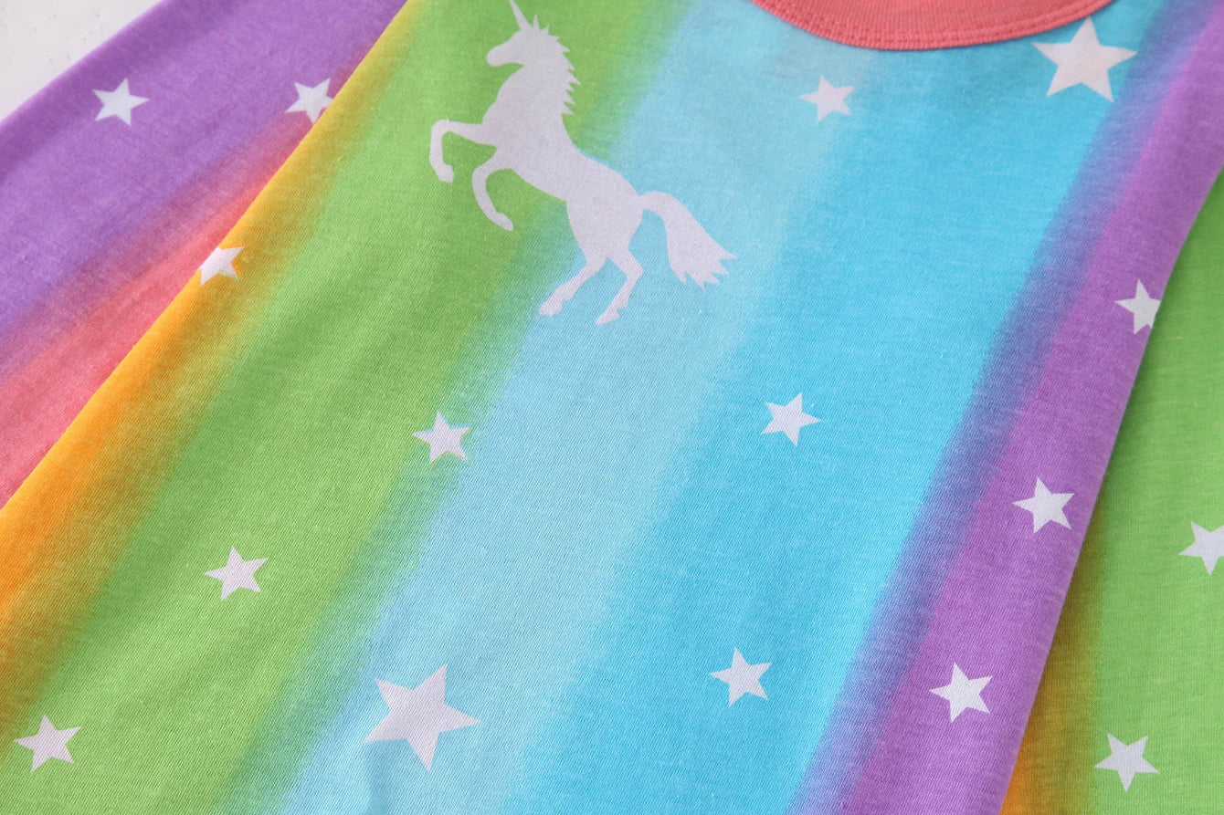 Children's clothing Spring and Autumn long sleeved long pants underwear set Pajama set Girls' colorful unicorn home clothes set