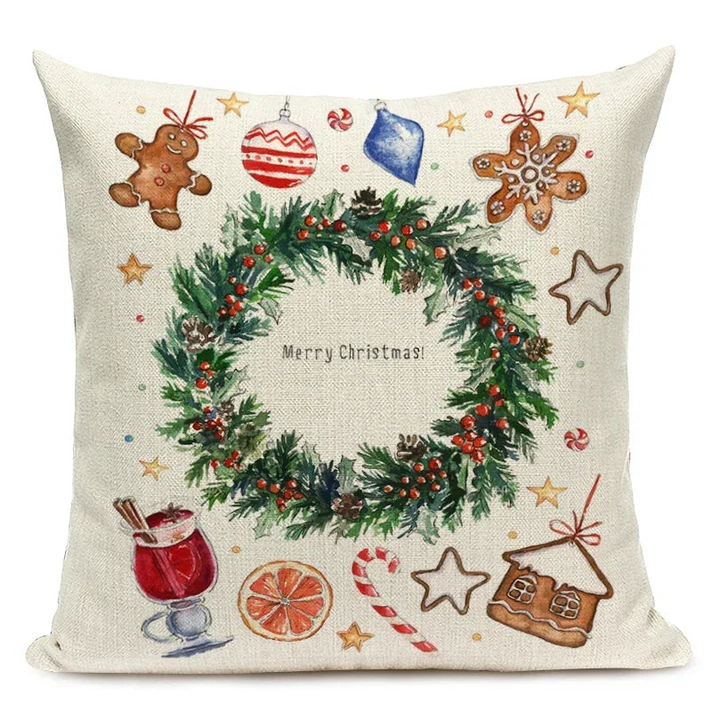 1pcs/SET Christmas Tree Pattern Linen Throw Pillow Case, Decorative Cushion Cover, Car, Home, Sofa Decor, Merry Christmas