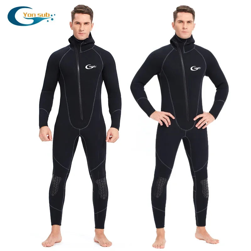 YONSUB Scuba Front Zipper 5MM Long or Short Sleeves Neoprene Men Diving Snorkeling Wetsuit Underwater Hunting Surfing Swimsuit