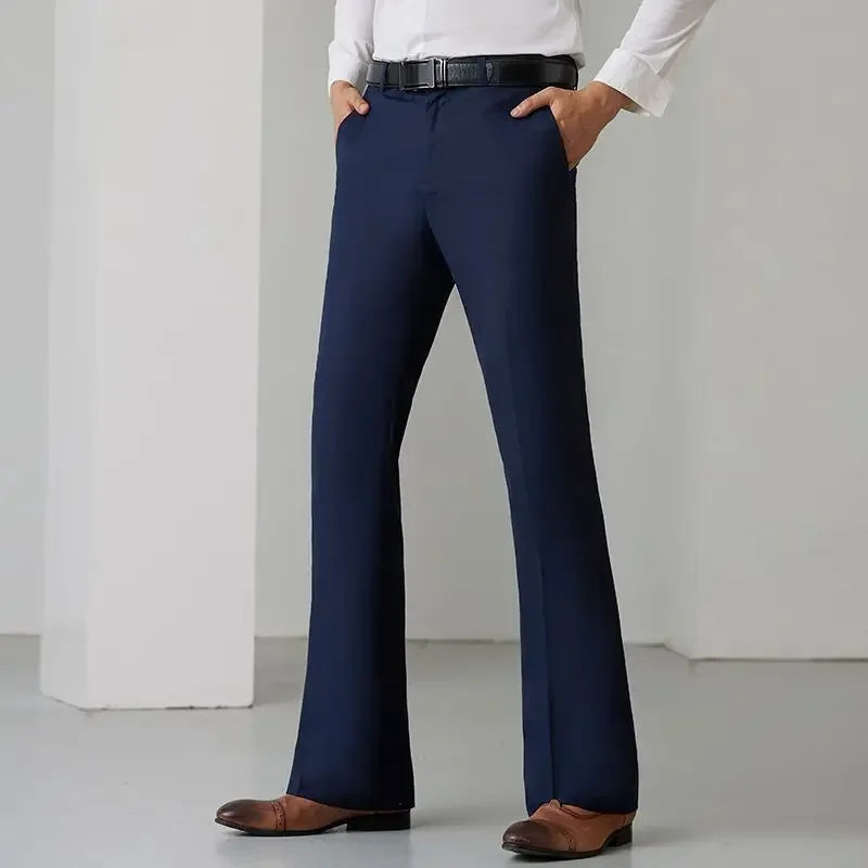 Trousers for Men Stretch Bell Mouth Elastic Draped Flared Man Suits Pants Fluid Thin Casual Tailoring Clothes Offer High Quality
