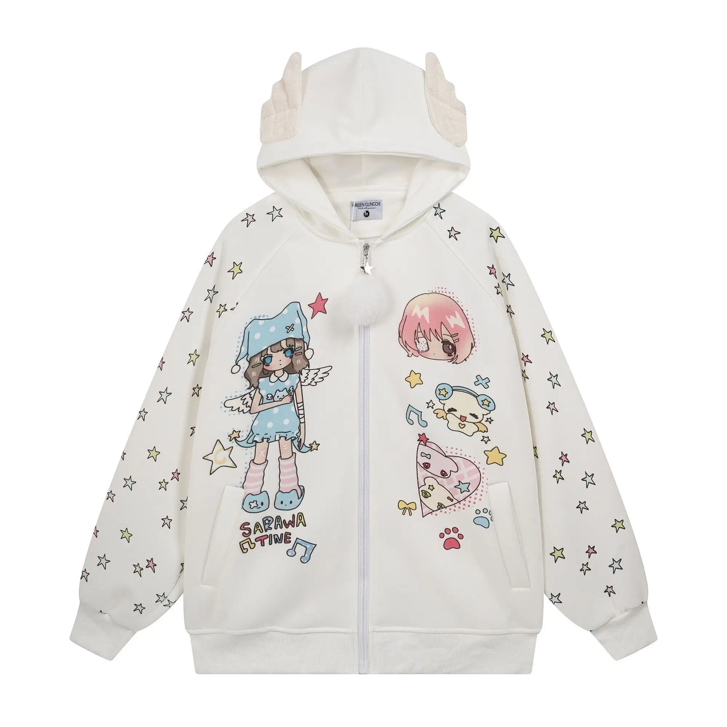 2025 Ropa Mujer Japanese Coat for Women‘s Thicked Cute Cartoon Print Jackets Oversized Tops Casual Fashion Ear Hooded Outwear