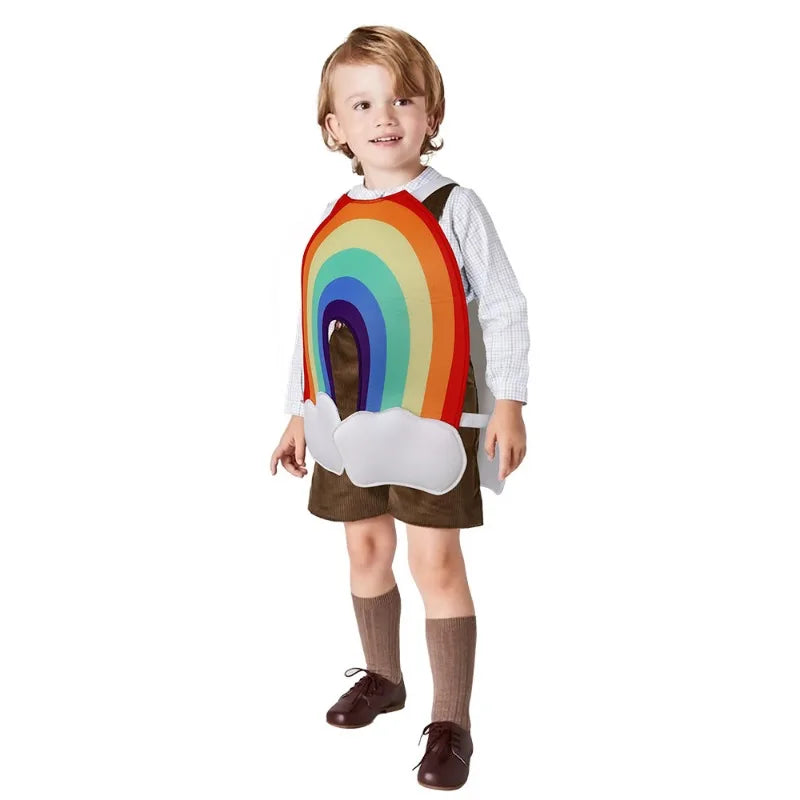 Children's Day Rainbow Costume Kids Cosplay Funny School Stage Performance Role Play Outfit Girls Boys Halloween Carnival Party