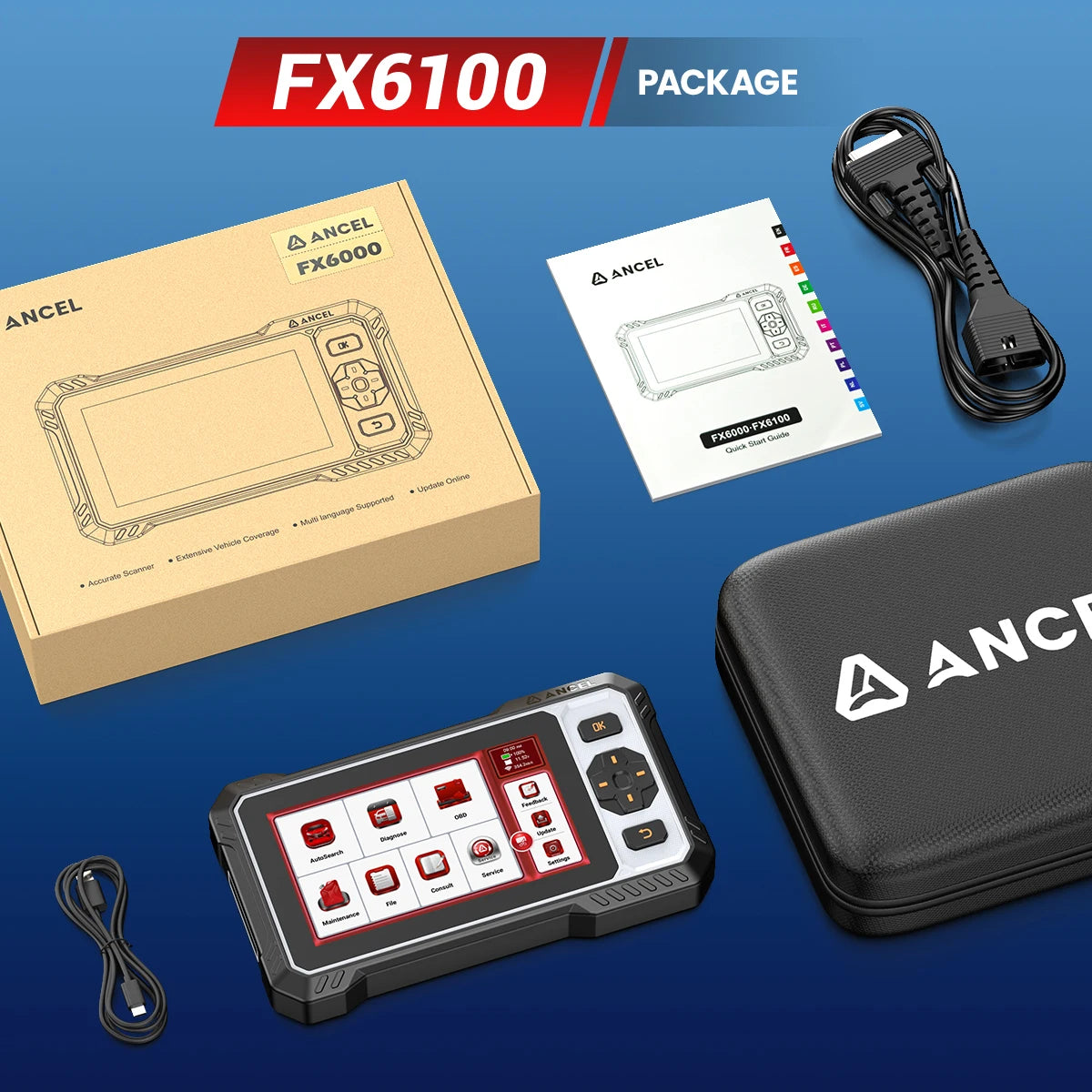 OBD2 Auto Scanner Bi-directional CAN FD Oil ABS DPF EPB SRS A/F BMS 15 Reset ANCEL FX6100 All System Diagnostic Scan Tools