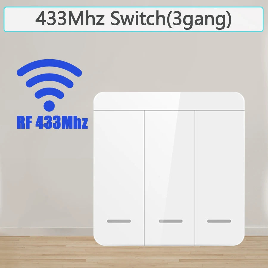 Wireless Smart Wall Switch RF 433Mhz Interruptor Light Switch Remote Control 1/2/3Gang Panel Receiver For Lamp Home Decoration
