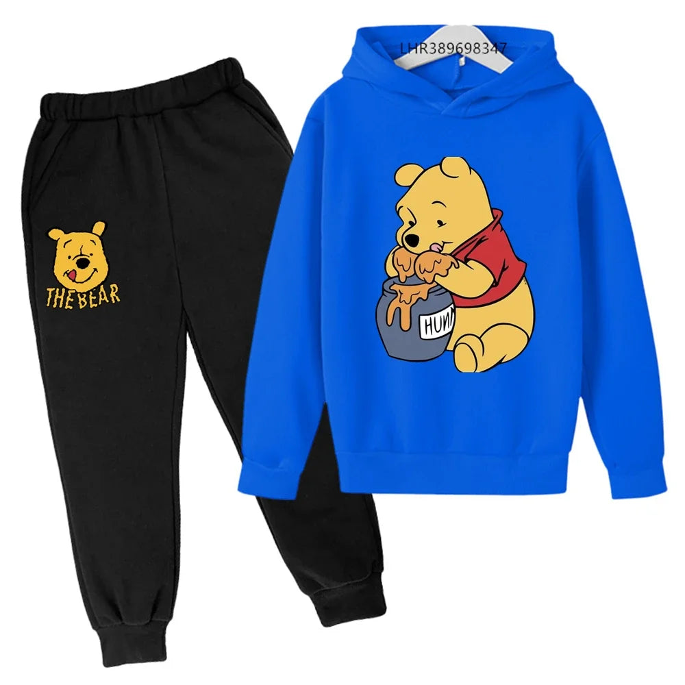 Ropa para niños Little Bear Otoño Invierno edad 3-12 niños niñas abrigo niños Sudadera con capucha + Pantalones conjunto negro