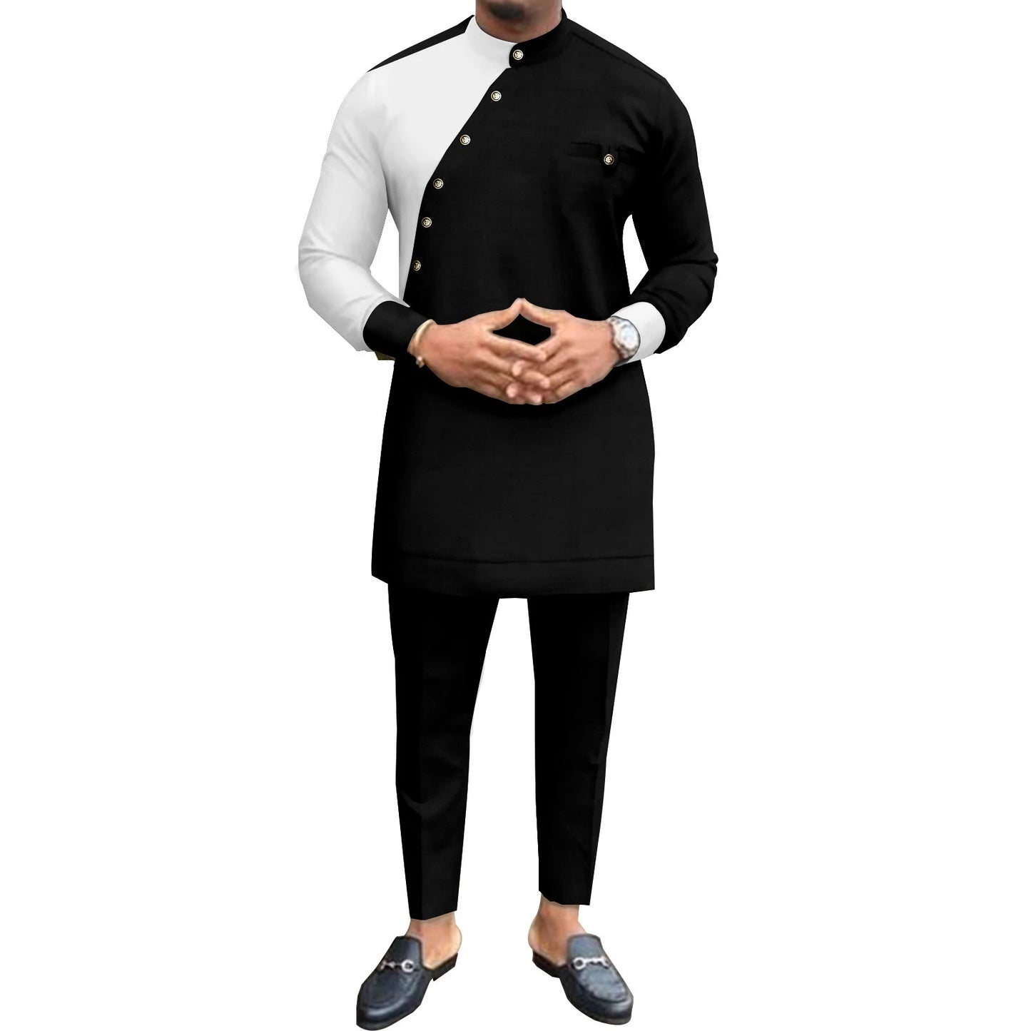 New Casual Fashion African Ethnic Solid Color Men's Casual Suit Jacket + Pants Ropa Hombre Roupas Maculinas 반바지 Men Clothing