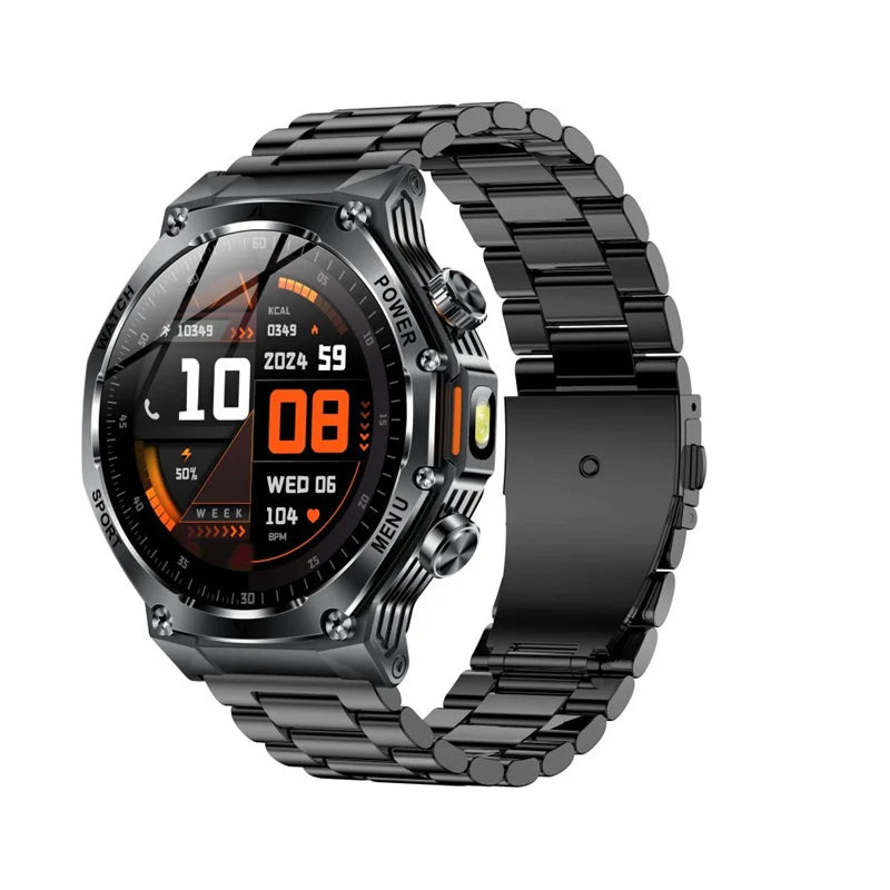 Smart Watch AK82 Men Outdoors Sports Fitness Tracker LED Flashlight BT Calling Health Monitoring 800Mah Large Battery Smartwatch