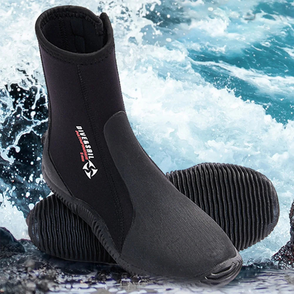 Neoprene 5mm Diving Boots Non-slip Adult Warm Thermal Patchwork Wetsuit Shoes Free Surfing Boots for Men Womens Swimming