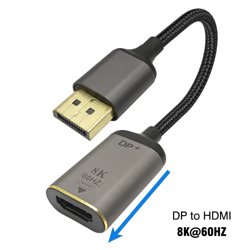 DP1.4 to HDMI2.1 Cable mini DP 1.2 to HDMI 2.0 Video Adapter 4K@60Hz 8K@60Hz DisplayPort Adapter For PC Laptop Projector Monitor