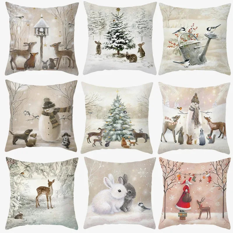 New Years Gifts Christmas Ornaments Pillow Cases Merry Home Decorations Cushion Covers