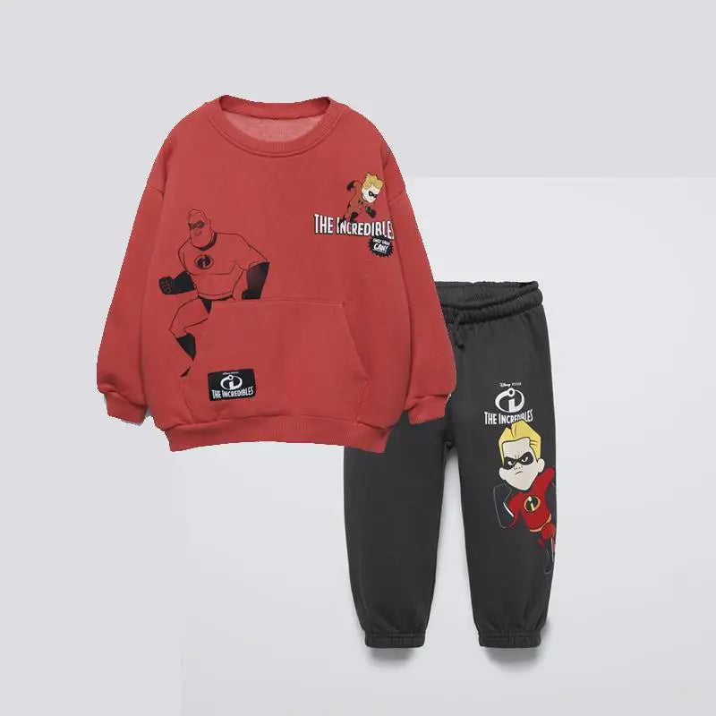 Cartoon Car Kids Hoodies Outfits Spring Clothing Loose Casual Hooded Tops + Pants Children Two Piece Set Toddler Costume Suits