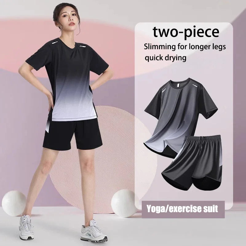 Sports set women's summer badminton clothes ping-pong dry clothes short sleeve shorts running fitness clothes