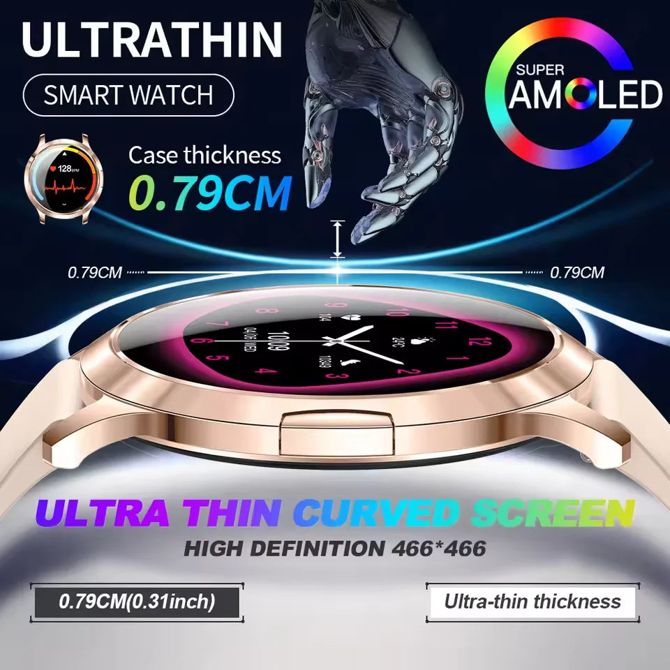 Women's Health Fashion Smart Watch 3D Curved HD Screen Heart rate Bluetooth call Sports Fitness Bracelet Light luxury SmartWatch
