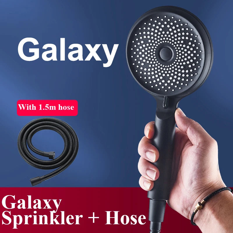 Shower Head 3 Mode Rainfall ABS Round High Pressure Turbo Spray Nozzle Adjustable Black Eco Shower Bathroom Accessories FR102
