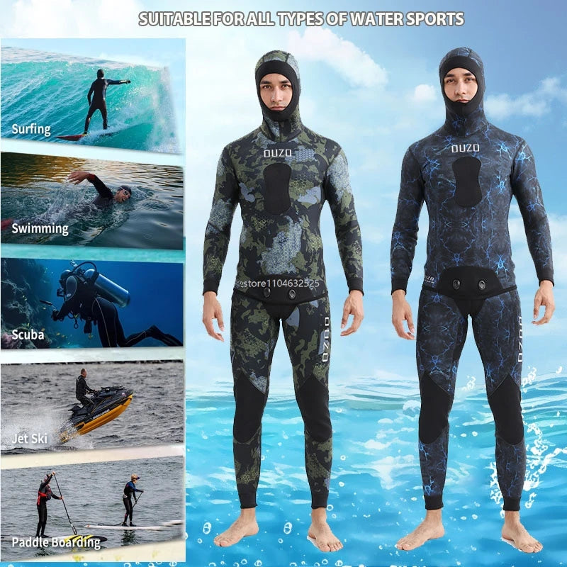 5mm Neoprene Wetsuits Suits Split Camo Spearfishing Diving Suit Fishing Surfing Snorkeling Kayaking Adult Full Body Thermal