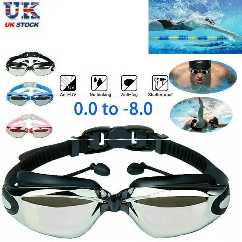2024 Hot Anti Fog Swimming Goggles Uv Glasses Adjustable Earbuds Mya Adult UK