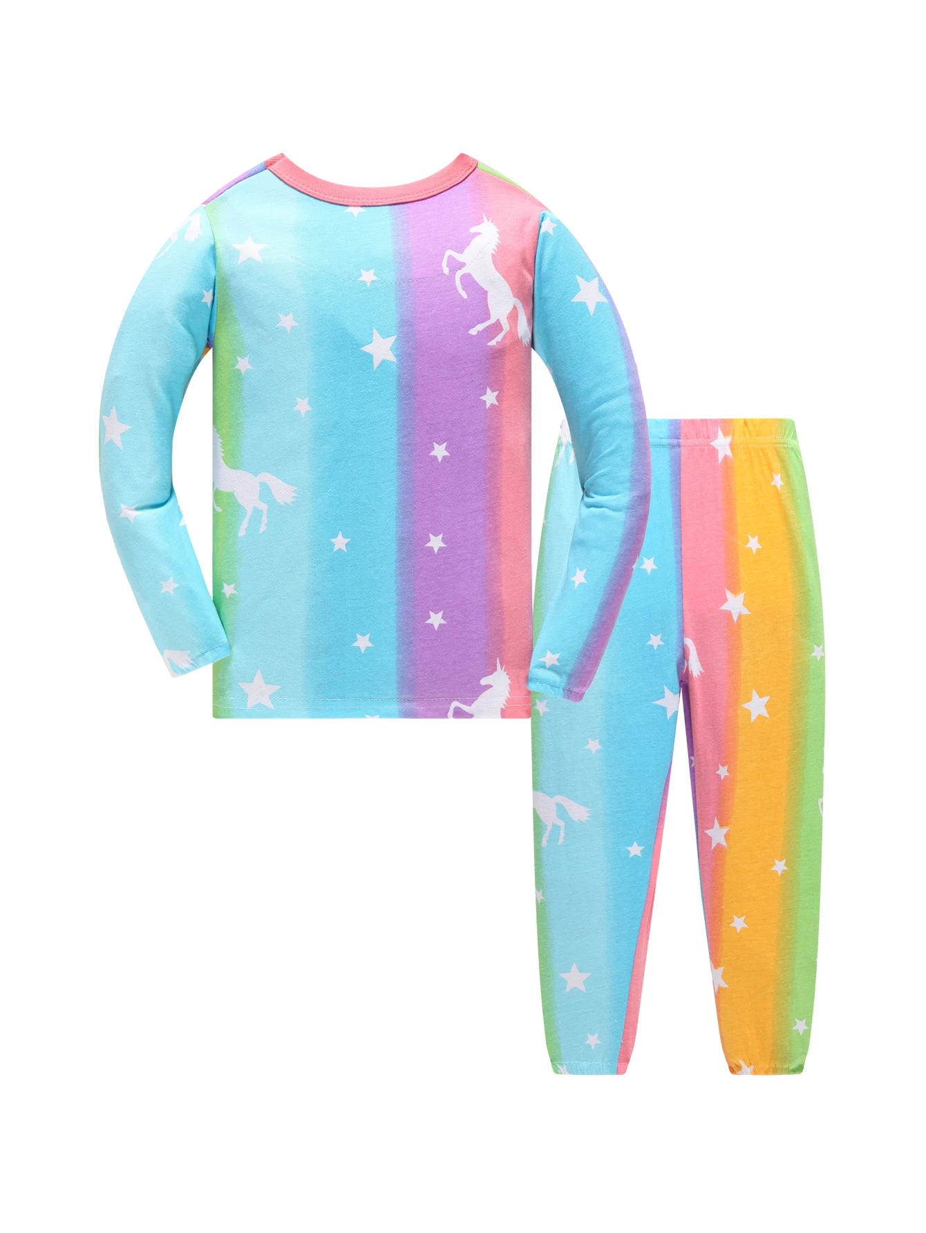 Children's clothing Spring and Autumn long sleeved long pants underwear set Pajama set Girls' colorful unicorn home clothes set