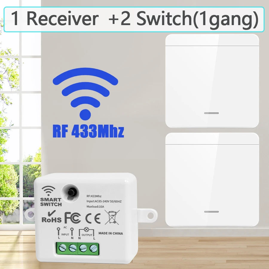 Wireless Smart Wall Switch RF 433Mhz Interruptor Light Switch Remote Control 1/2/3Gang Panel Receiver For Lamp Home Decoration