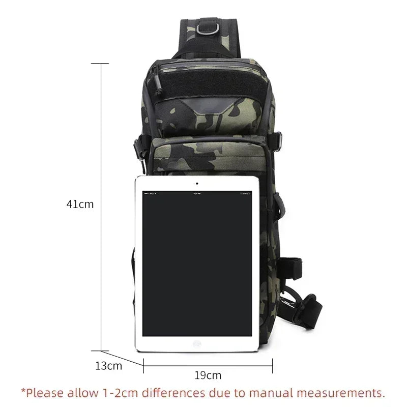 TINSOL Waterproof Fishing Shoulder Bag Outdoor Sports Cycling Crossbody Chest Single Backpack Travel Climbing Camping Tactical