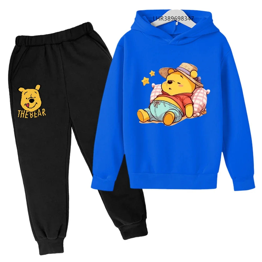 Ropa para niños Little Bear Otoño Invierno edad 3-12 niños niñas abrigo niños Sudadera con capucha + Pantalones conjunto negro