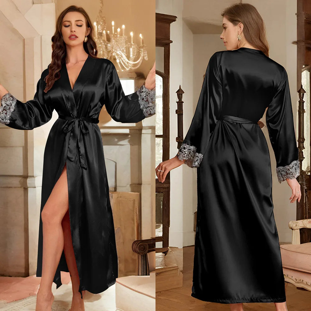 Rayon Robes Women Nightwear Home Clothes Intimate Lingerie Casual Kimono Bath Gown Lady Sexy Night Dress