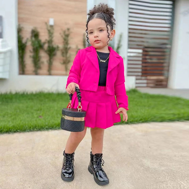 Children's Clothing Long Sleeve Jacket & Miniskirt Suit For Girls Autumn 2Pcs Sets For Kids Clothes Girls From 2 to 8 Years Old