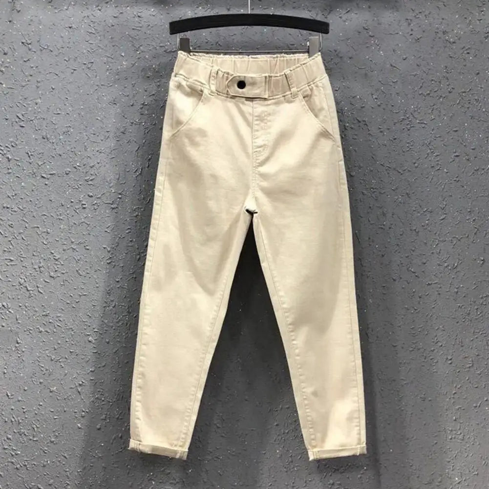 Women Fashion With Pockets Satin Cargo Pants Vintage High Waist Harem Fly Female Trousers Mujer