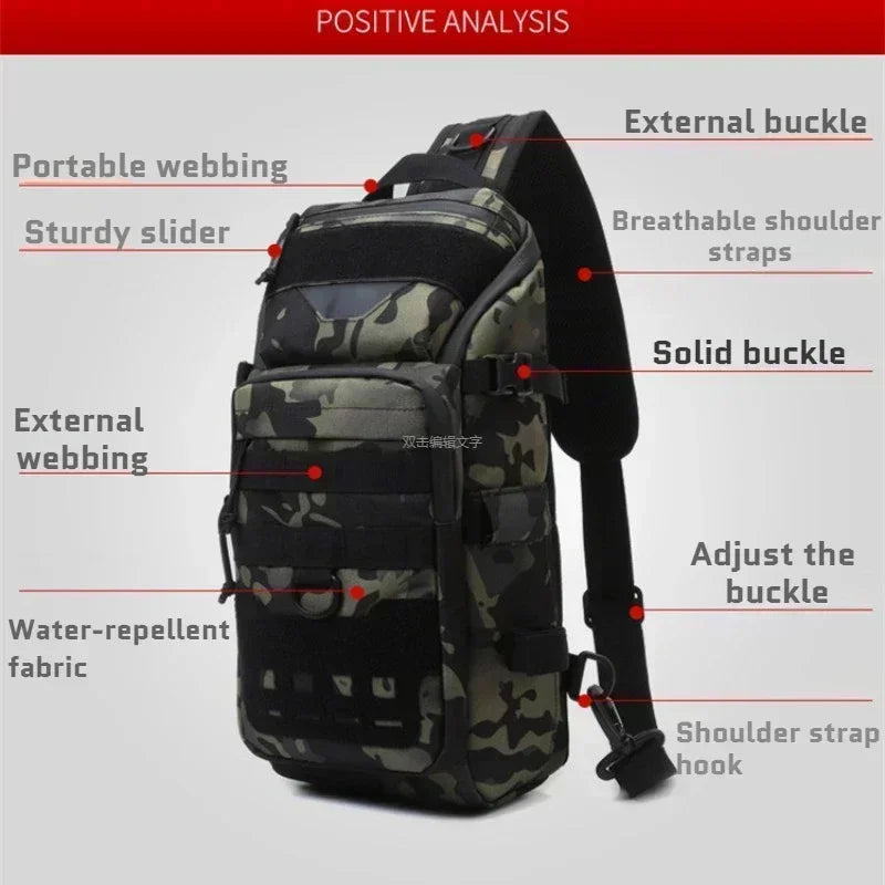 TINSOL Waterproof Fishing Shoulder Bag Outdoor Sports Cycling Crossbody Chest Single Backpack Travel Climbing Camping Tactical