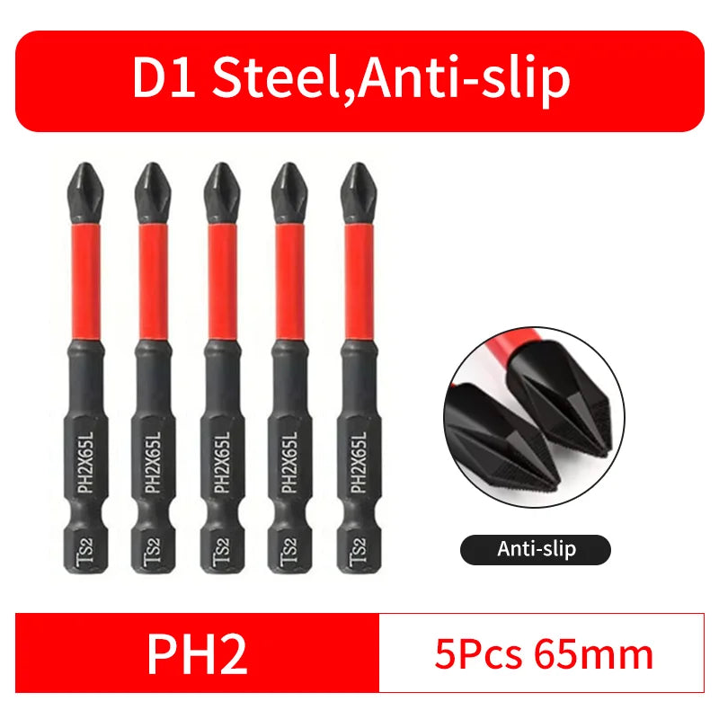 Anti-Slip and Shock-Proof Bits Screwdriver Bits,High Hardness Strong Magnetic 25/50/65/70/90/150mm PH2 Screwdriver Set