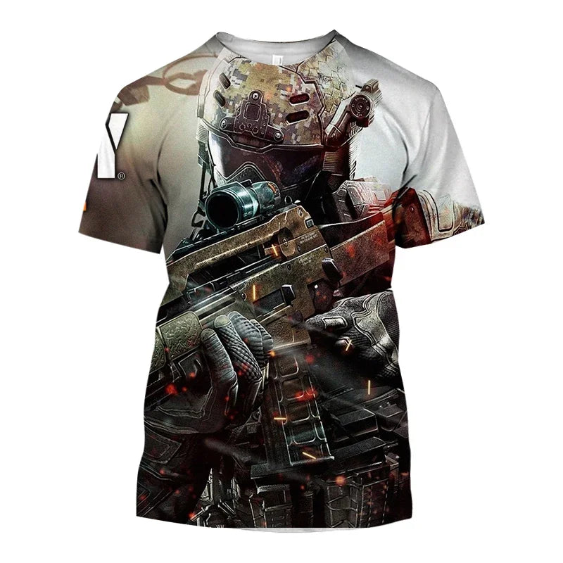 2024 Summer New Hot Call of Duty Game 3d Printed Men's T-shirt Fashion Casual Plus Size Loose Comfortable Breathable Top