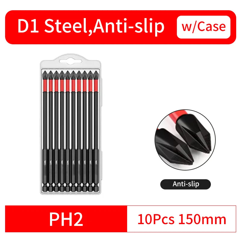 Anti-Slip and Shock-Proof Bits Screwdriver Bits,High Hardness Strong Magnetic 25/50/65/70/90/150mm PH2 Screwdriver Set