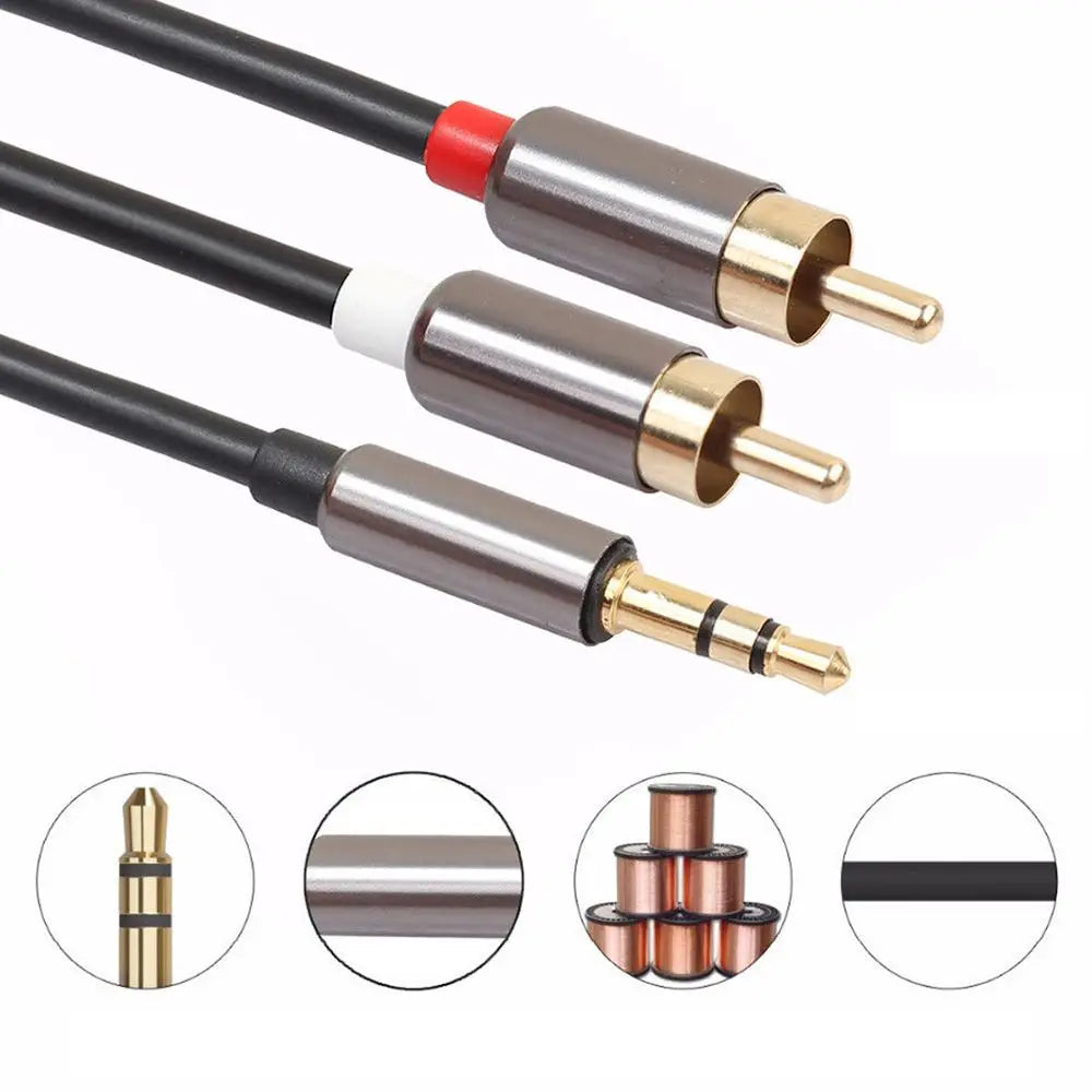 TV Computer 3.5mm Jack Speaker Headphone Amplifier RCA Cable 3.5 To 2RCA Splitter Audio Cable