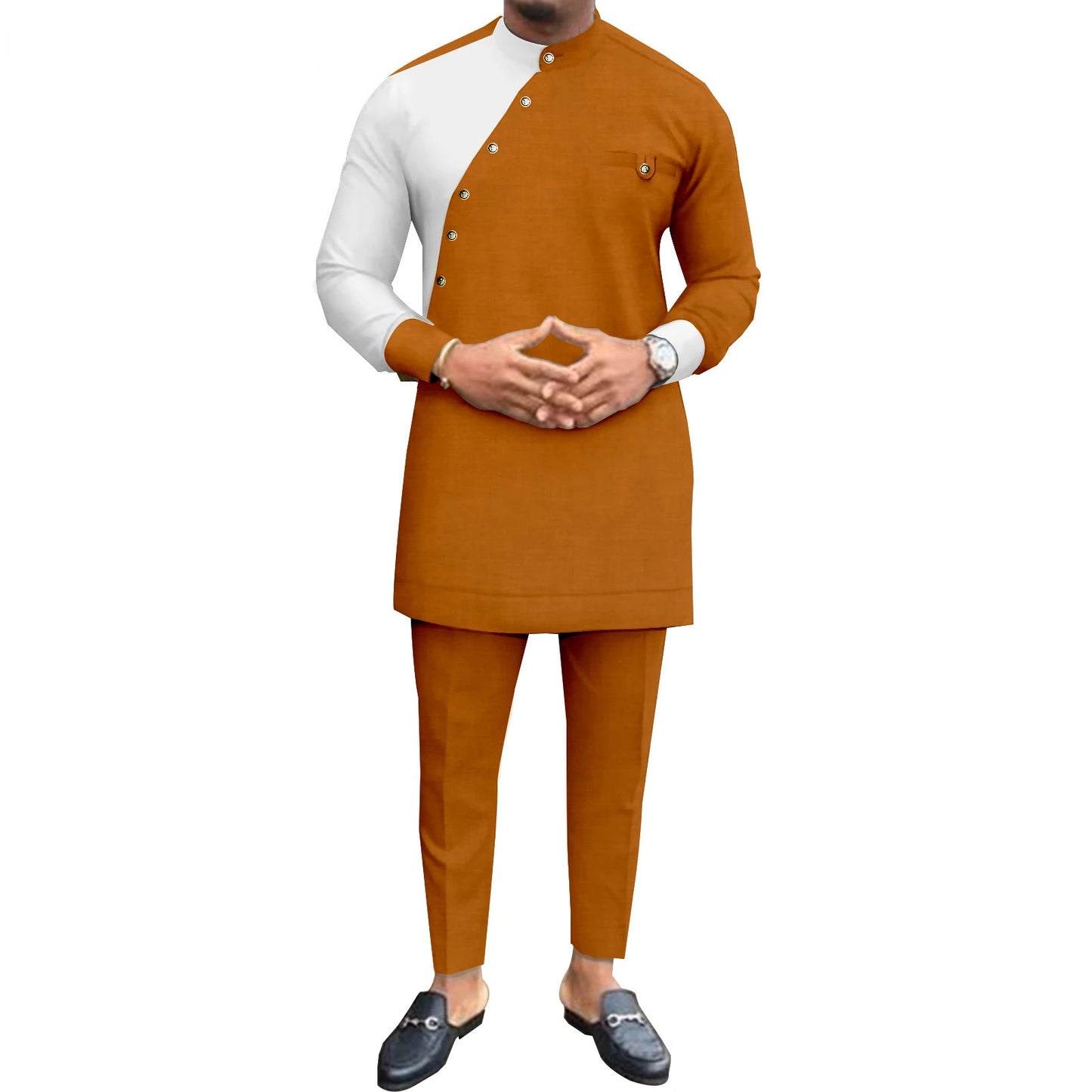 New Casual Fashion African Ethnic Solid Color Men's Casual Suit Jacket + Pants Ropa Hombre Roupas Maculinas 반바지 Men Clothing
