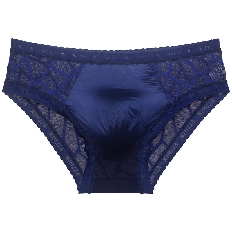 Ropa interior hombre 3D letter sissy gay calzoncillos hombres U convex sexy tоy mens sexy underwear ice silk lace thin calcinha