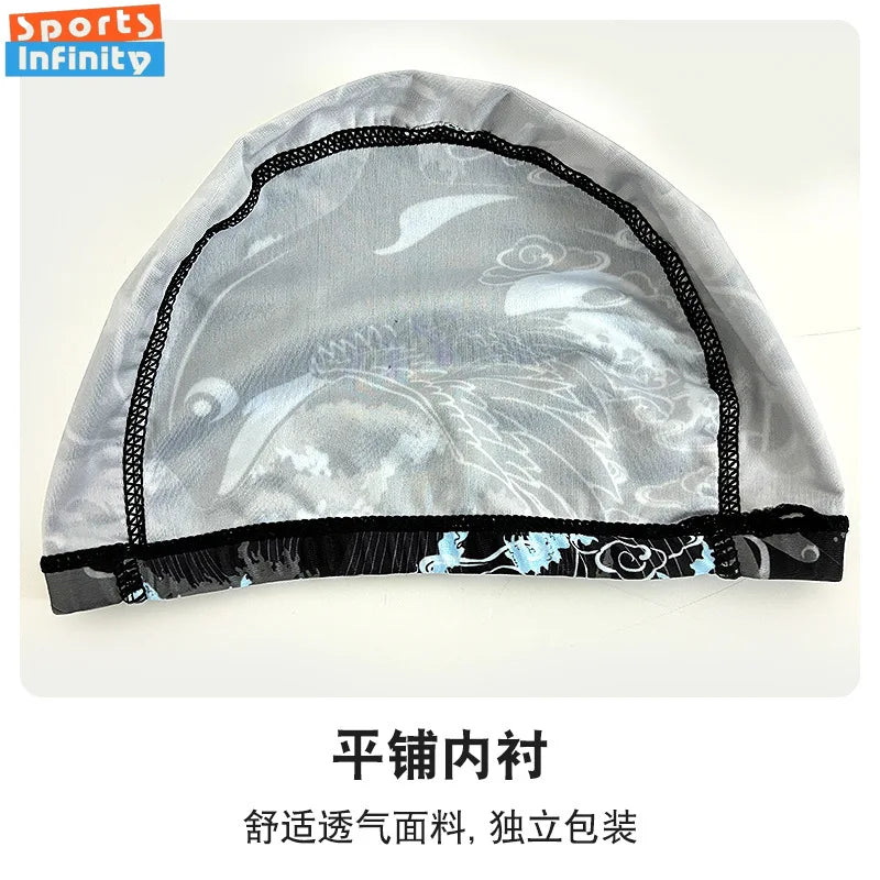 Fashion Adult Swim Cap Unisex Flame Printed Swimming Cap Comfortable Non Slip Fabric Swimming Caps Swimming Accessories