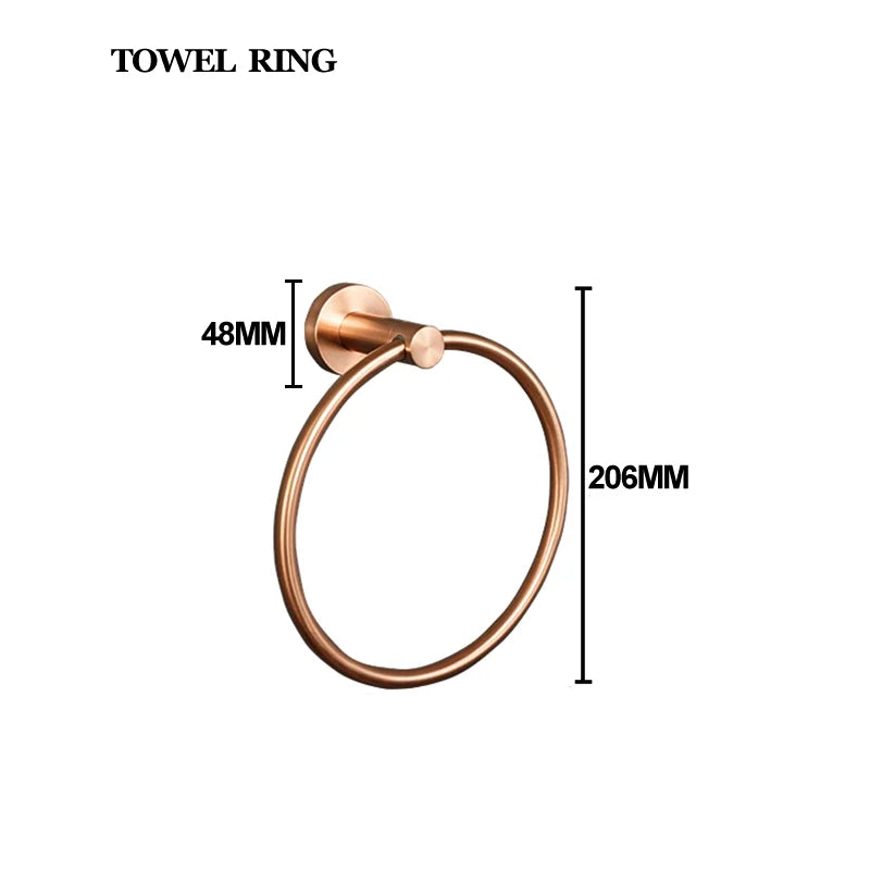 Brushed Rose Gold Stainless Steel Wall-mounted Elegant Bathroom Set Paper Towel Stick Toilet Bathroom Robe Soap Soap Dishwasher