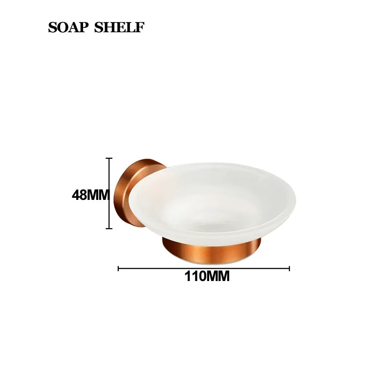 Brushed Rose Gold Stainless Steel Wall-mounted Elegant Bathroom Set Paper Towel Stick Toilet Bathroom Robe Soap Soap Dishwasher