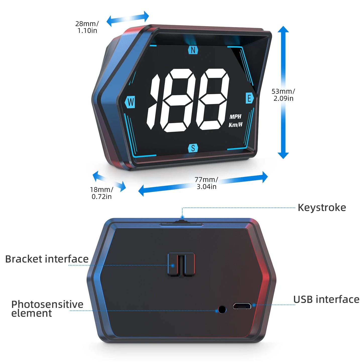 G20 GPS Display Car Digital Speedometer HUD Head-Up Display Eletronics Speed Alarm Gadgets Inteligent Compass For All Car Custom
