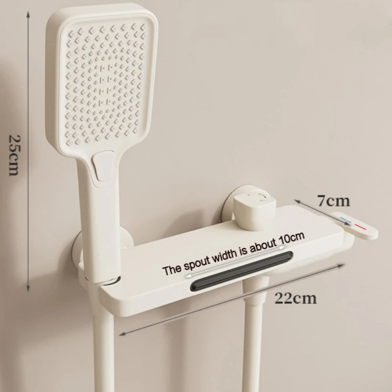 Bathroom Waterfall Bathtub Faucet With Hand-held Shower Head Wall Mounted Hot and Cold Mixer Tap Shower Set Single Handle