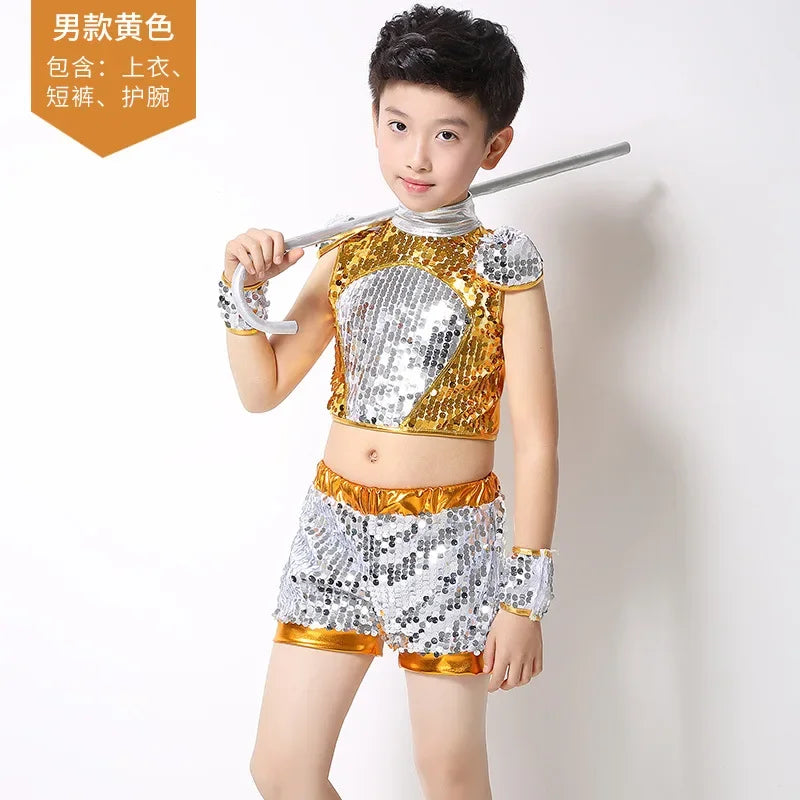 Show 2 Piece Set Children Costumes Summer Baby Girl Clothes Robe Fille Sequin Fashion Teen Boy Outfit Roupa Infantil Kids Suit