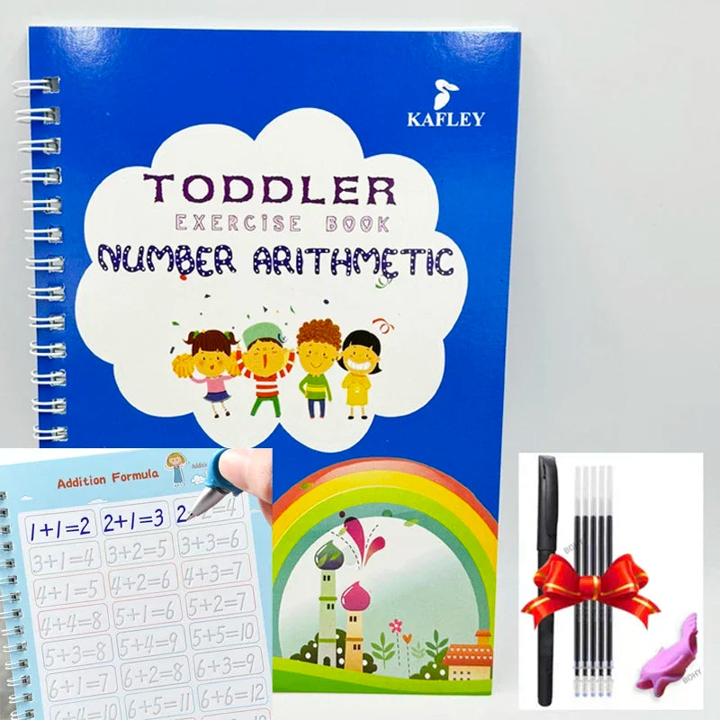 3D Calligraphy Copybook Reusable Learning Math English Book Drawing Numbers Education for Kids Letter Practice Toy Gifts