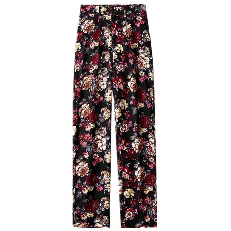 Red Men's Printed Suit Pants, Fashion Casual Trousers, Black Nostalgic Style Pantalones Hombre M-5XL Cotton Pant